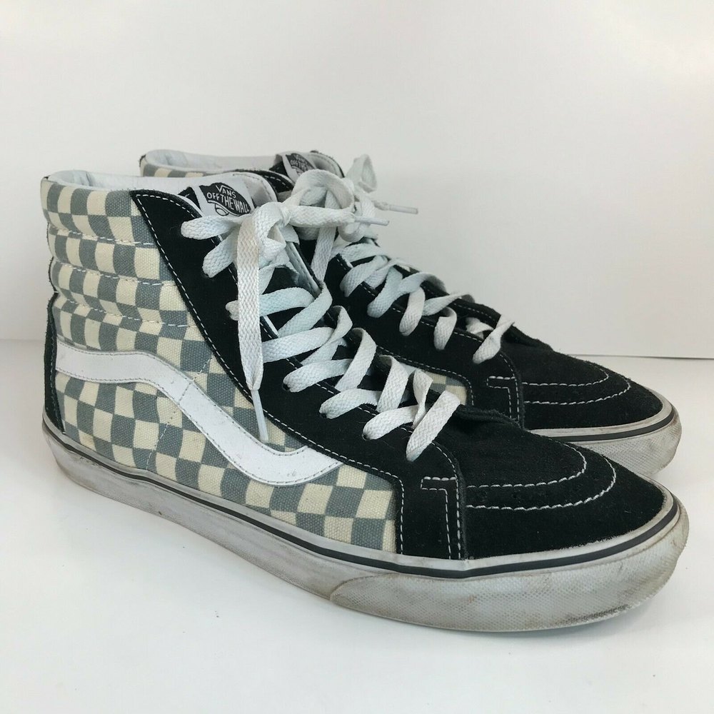 Vans Sk8-hi Checkerboard Suede Canvas Men's 9 Skate Lace Up Hightop Sneaker Shoe
